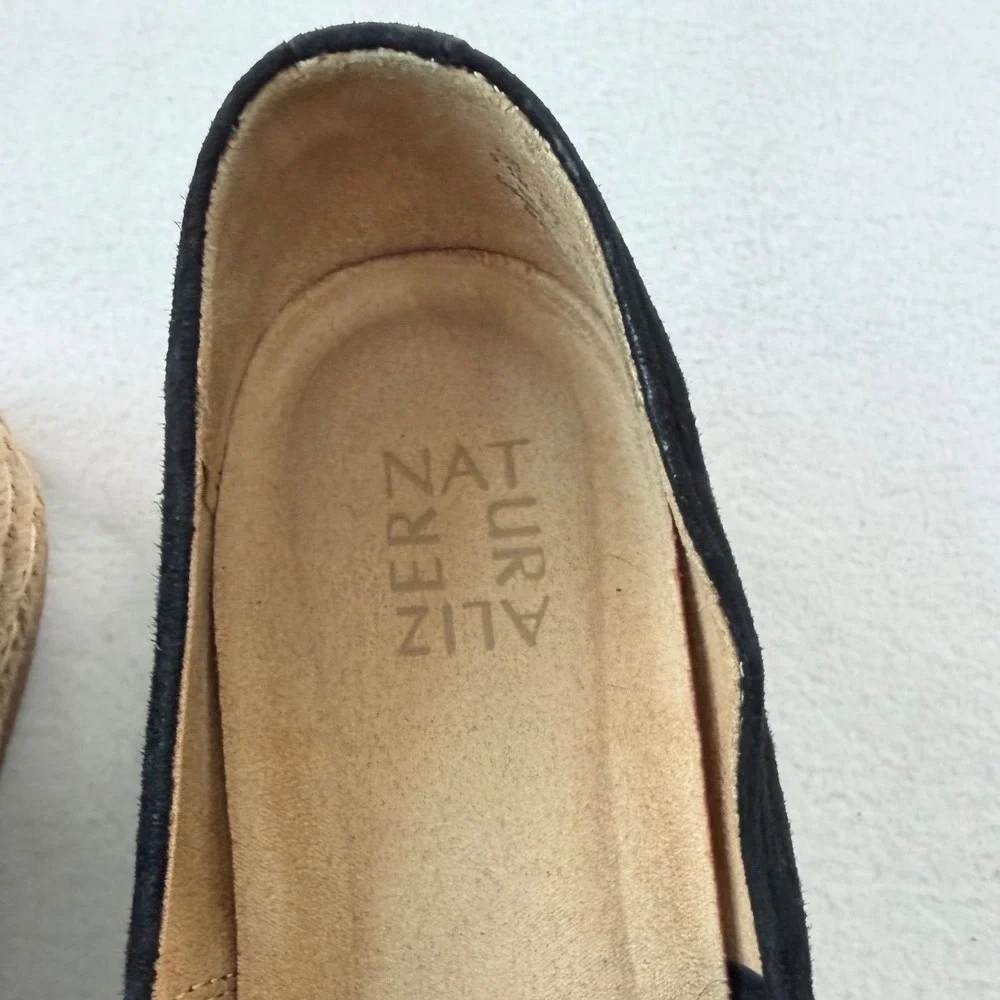 Naturalizer Black Suede Espadrille Platform Loafers‎ Boho Minimalist Shoes 9.5M